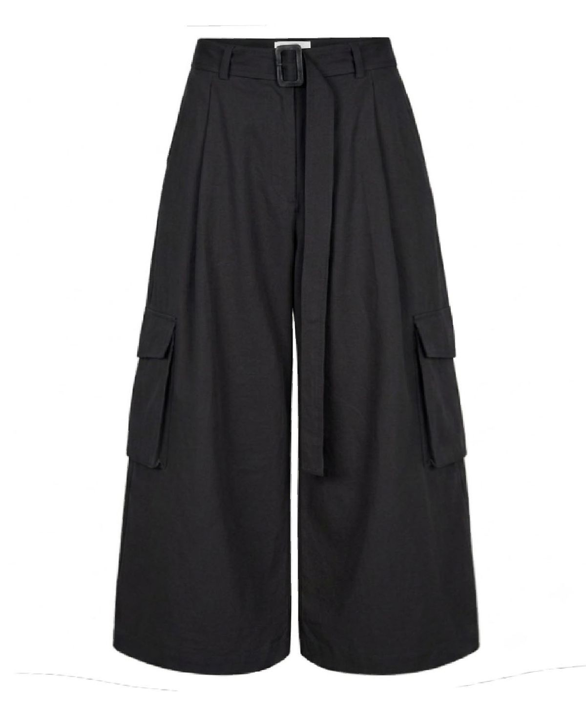 무아르모아(MOIREMOA) Belt Cotton Cargo Pants-black