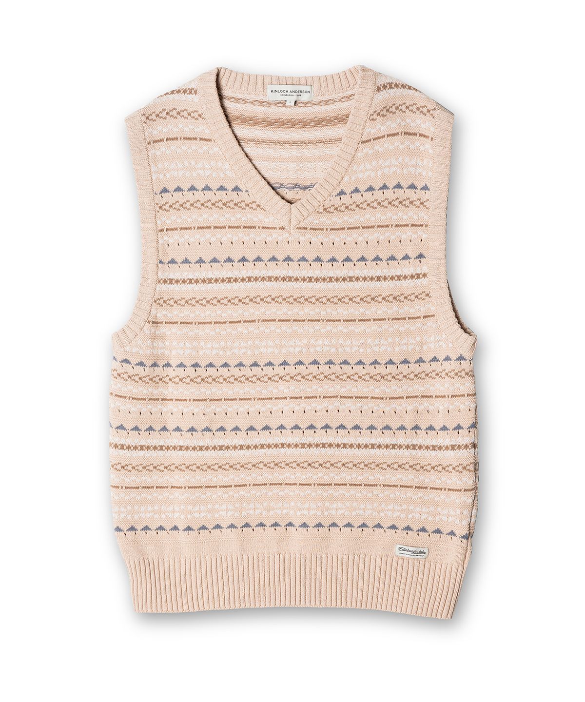 에든버러클럽(EDINBURGH CLUB) Fair Isle V-Neck Vest (Beige)