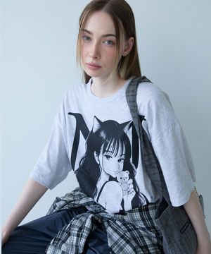 MO Neko Graphic T-shirt-melange