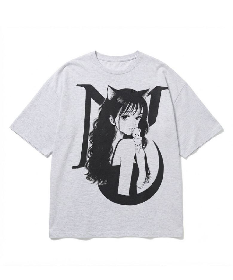 MO Neko Graphic T-shirt-melange