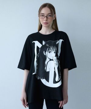 MO Neko Graphic T-shirt-black