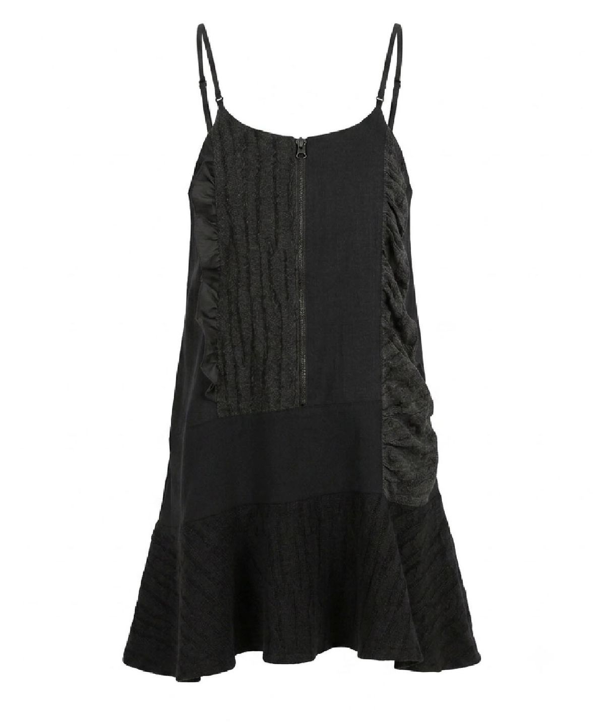 무아르모아(MOIREMOA) Layer Patch Zip-Up Dress-black