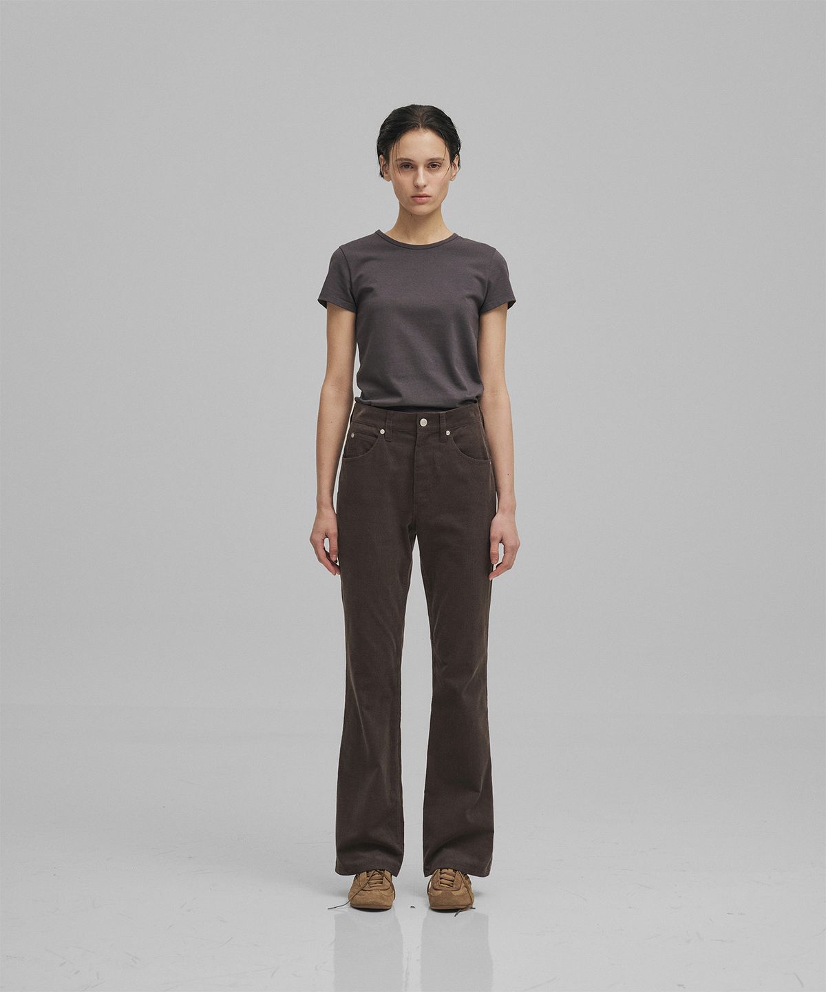 어나더오피스 우먼(ANOTHER OFFICE WOMEN) w. Light Corduroy Bootcut Pants (Charcoal Brown)
