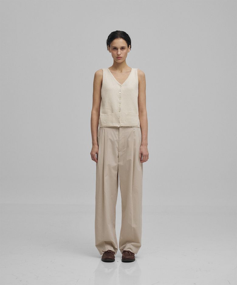 w. Structure 2tuck Wide Pants (Oat Milk)