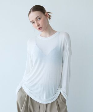 Round Loose Rayon T-Shirt-Ivory