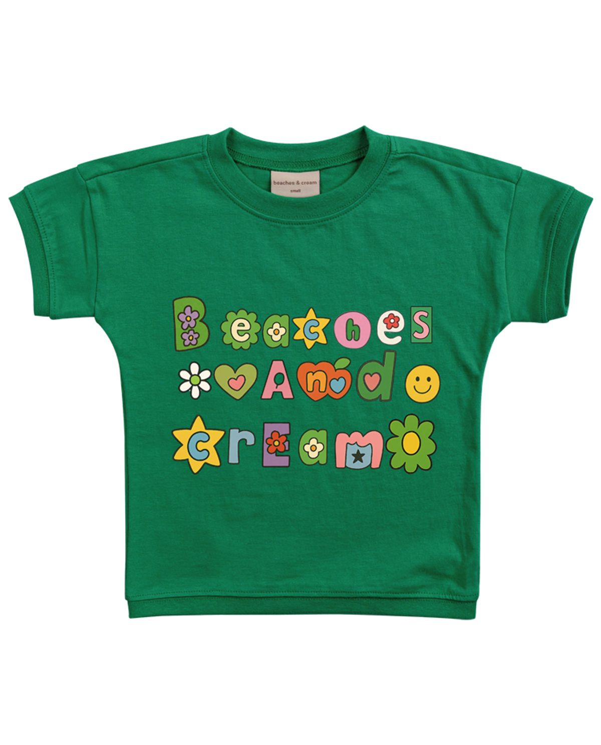 비치스앤 크림 키즈(BEACHESAND CREAM KIDS) 꽃 로고 반팔 티셔츠-에메랄드그린(Flower Logo half-sleeve  T-shirt emerald green)