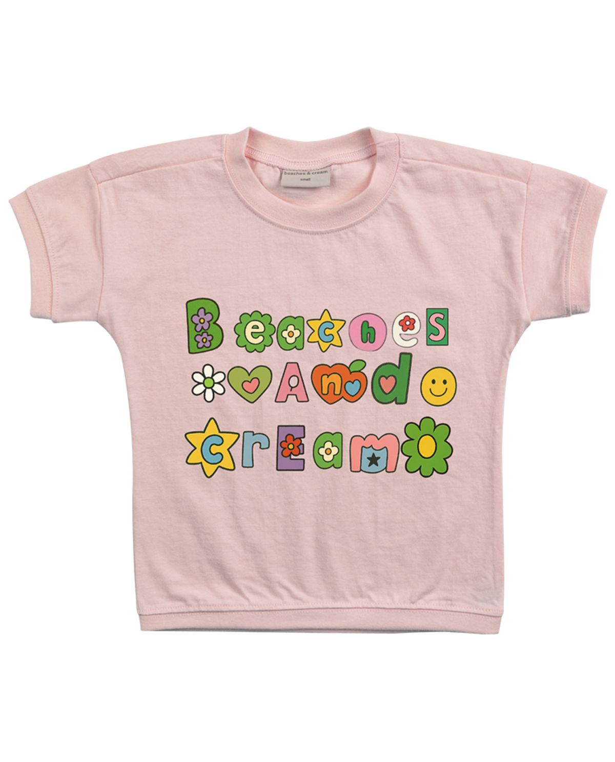 비치스앤 크림 키즈(BEACHESAND CREAM KIDS) 꽃 로고 반팔 티셔츠-애프리콧(Flower Logo half-sleeve  T-shirt apricot)
