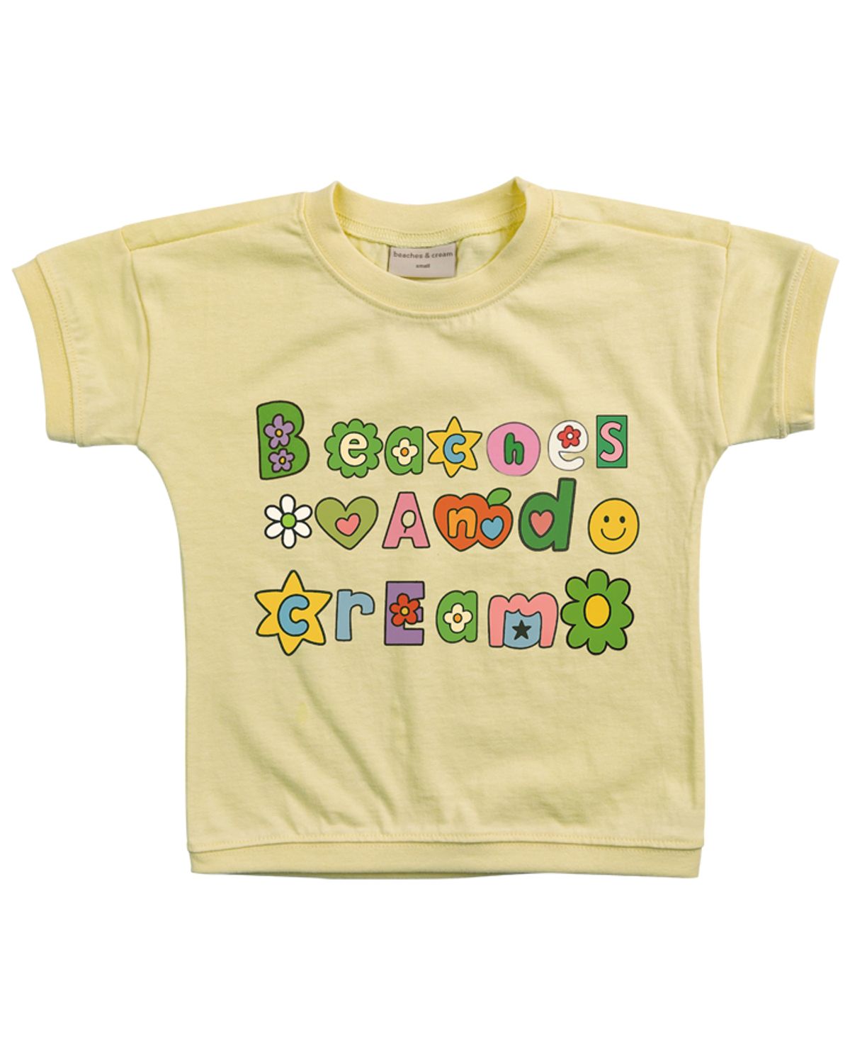 비치스앤 크림 키즈(BEACHESAND CREAM KIDS) 꽃 로고 반팔 티셔츠-크림레몬(Flower Logo half-sleeve  T-shirt cream lemon)