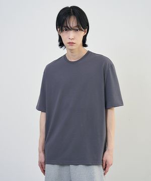 소프트 사이드 슬릿 라운드 티셔츠 [DARK GRAY]