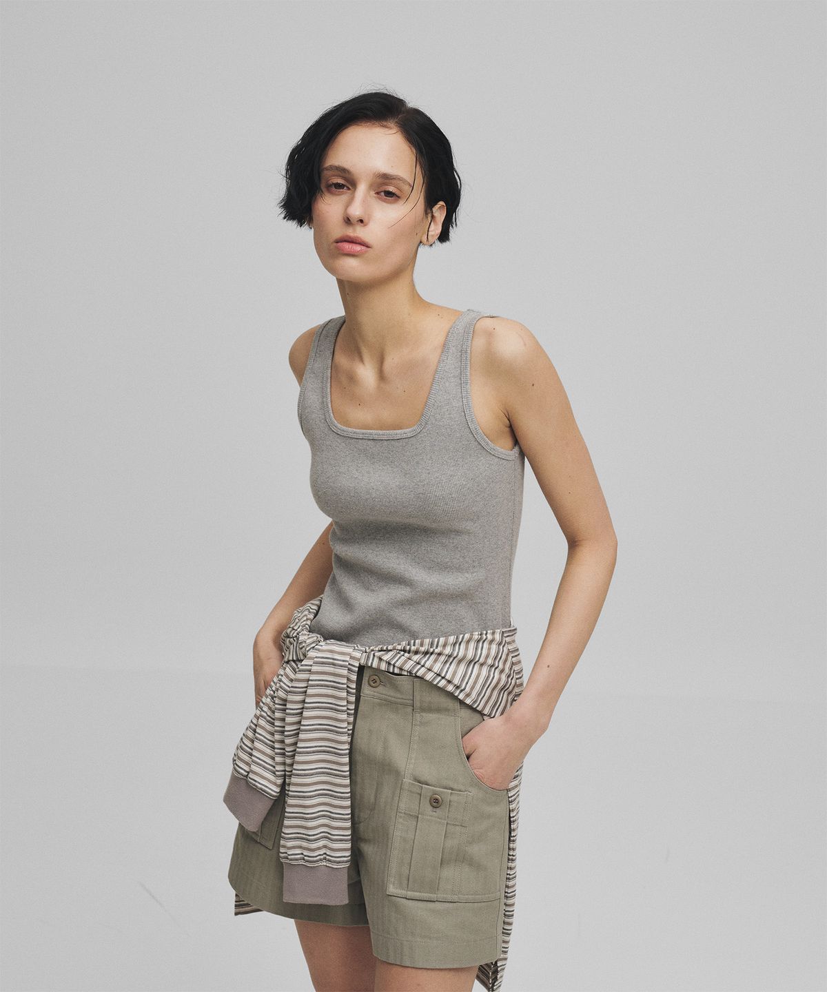 어나더오피스 우먼(ANOTHER OFFICE WOMEN) w. Scoop Neck Tank (Heather Gray)