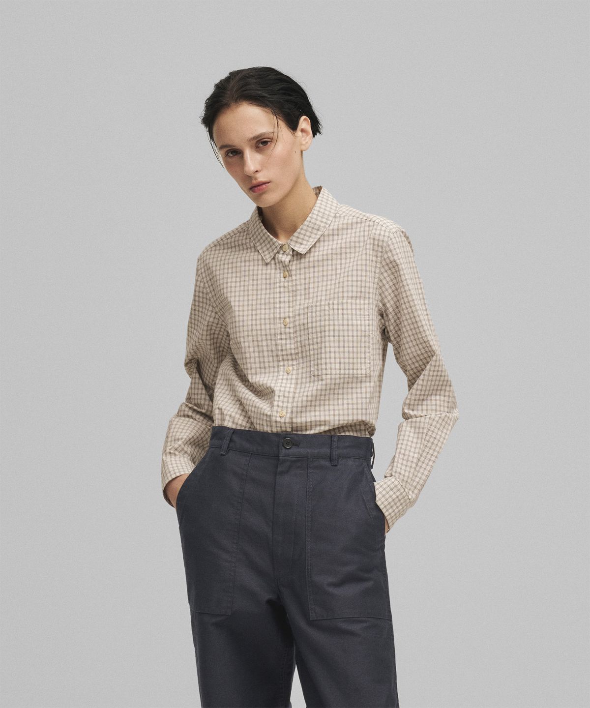 어나더오피스 우먼(ANOTHER OFFICE WOMEN) w. Solid Check Shirt (Ecru)