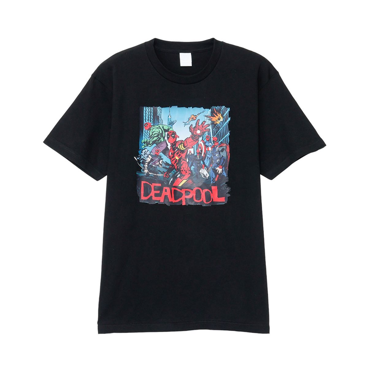 마블컬렉션(MARVELCOLLECTION) [스몰플래닛] 데드풀 어벤저스풍 블랙 티셔츠