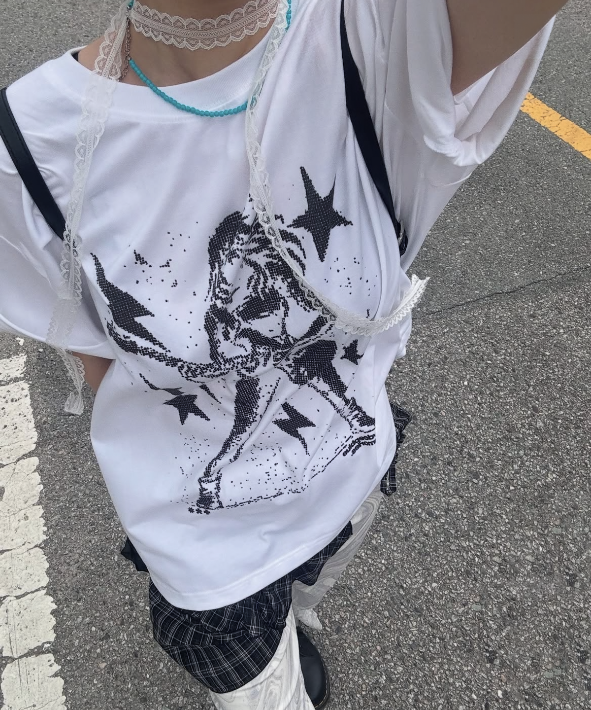 마이딥블루메모리즈(MY DEEP BLUE MEMORIES) ROCK STAR OVER T-SHIRTS (WHITE)