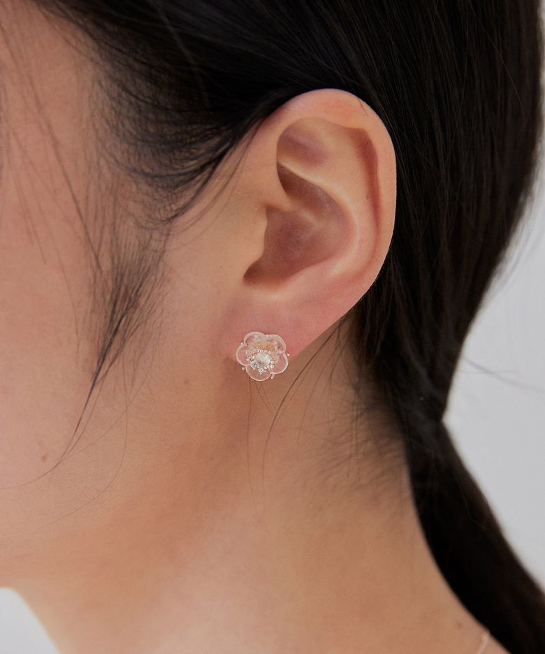천연석 백수정 플라워 귀걸이