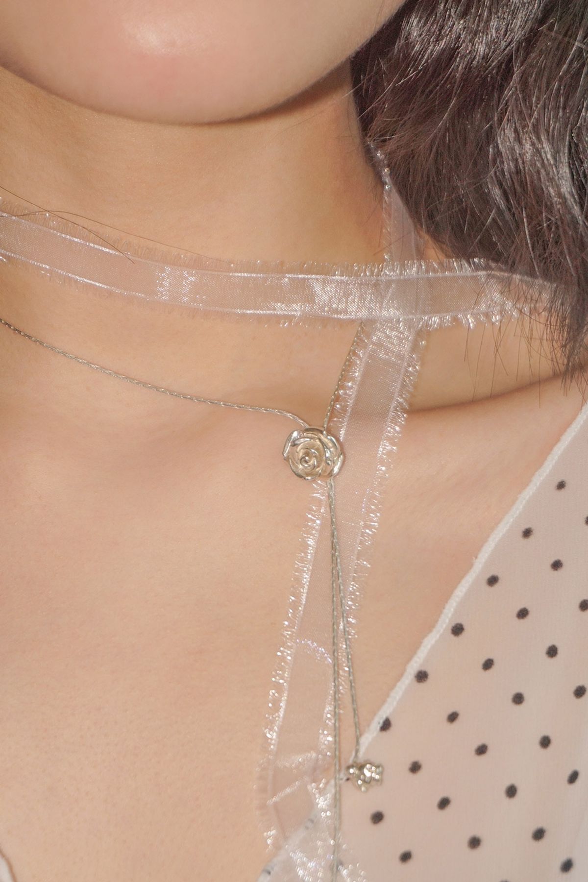 페어오브러브(PAIR OF LOVE) [925SILVER]DOUBLE FLOWER DROP NECKLACE