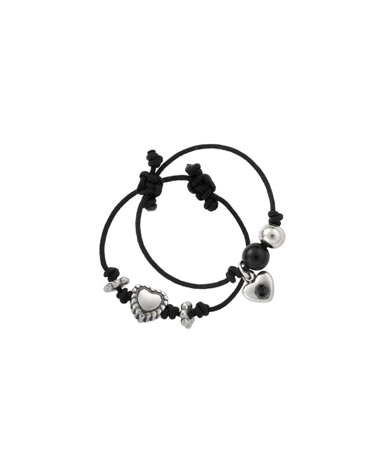 gem string ring set-heart black