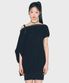 D07.00 Unbalanced boat neck short-sleeved Dress _ Black