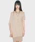 D07.00 Unbalanced boat neck short-sleeved Dress _ Beige