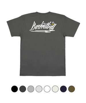 바스켓볼 반팔티 오버핏 차콜 화이트