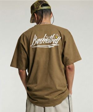 바스켓볼 반팔티 오버핏 올리브 화이트