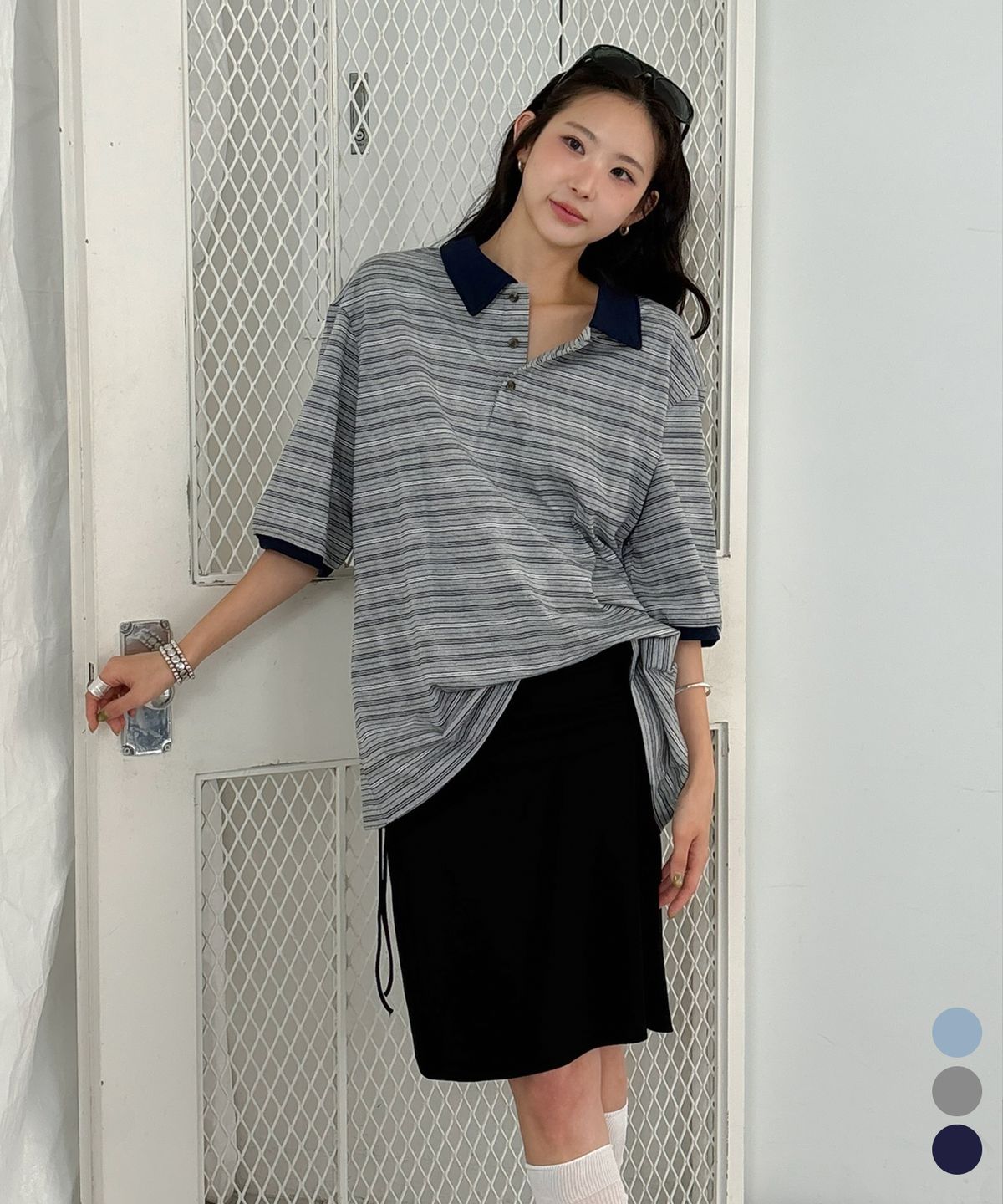 씨타(CITTA) Comfort Double Stripe Collar Polo T-shirt_CTT383(Grey)