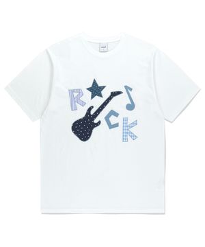 ROCK STAR APPLIQUE TEE WHITE(MG2FMMT546A)