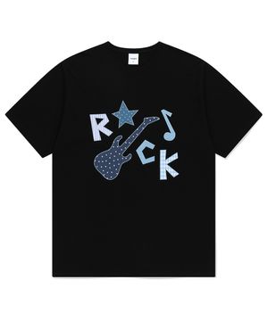 ROCK STAR APPLIQUE TEE BLACK(MG2FMMT546A)
