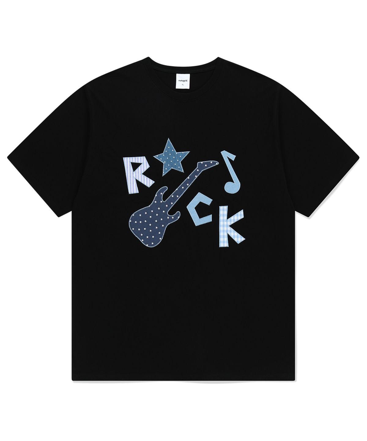 마하그리드(MAHAGRID) ROCK STAR APPLIQUE TEE BLACK(MG2FMMT546A)