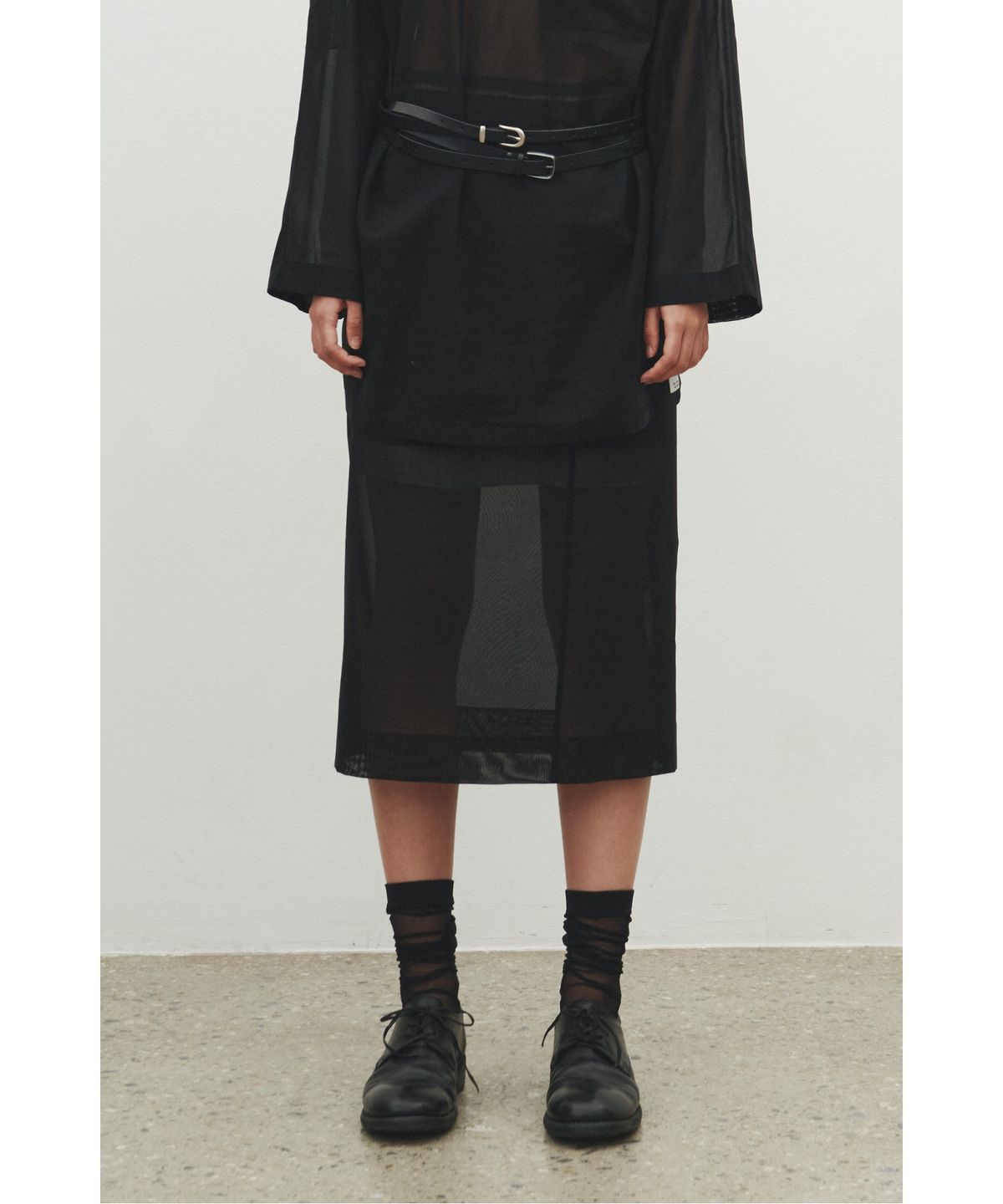 래코드(RECODE) Layered Lining Sheer Skirt_RQKAS25542BKX