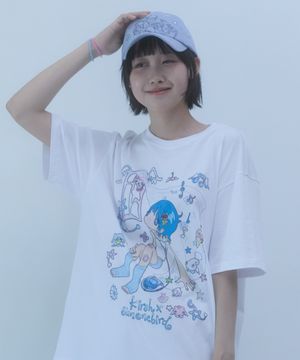 키르시 X 썬원버드 메인 그래픽 빅 오버 사이즈 티셔츠 [화이트]