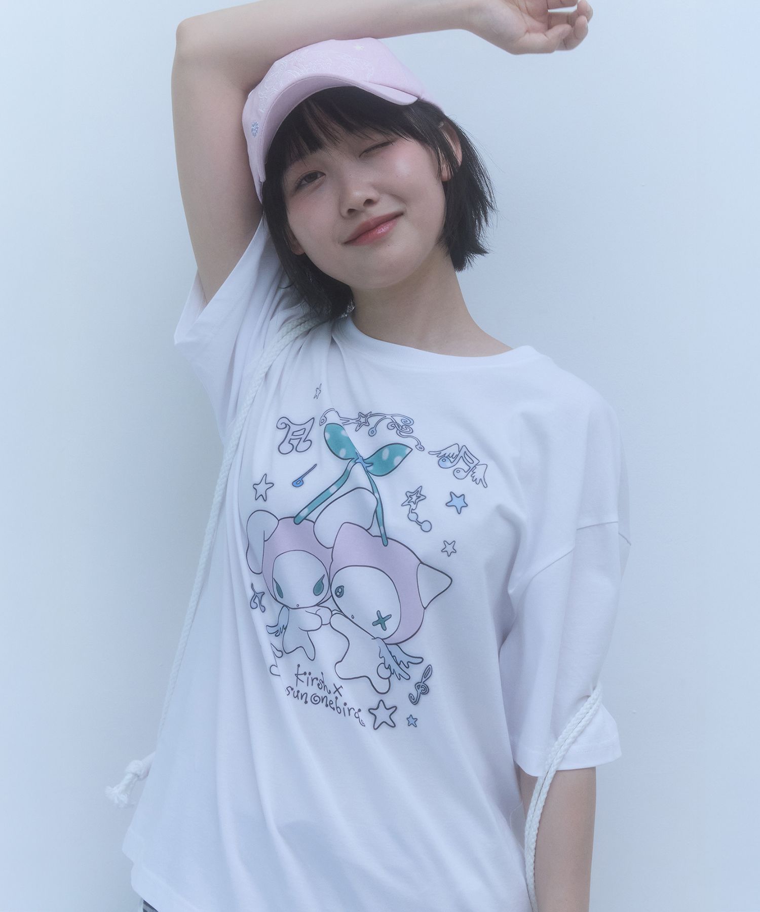 Tシャツ・カットソー [KIRSH] KIRSH X SUNONEBIRD RABBIT CHERRY LOOSE FIT T-SHIRT MUSINSA | KIRSH Kirsh x Sunwonbird Rabbit Cherry Loose Fit T