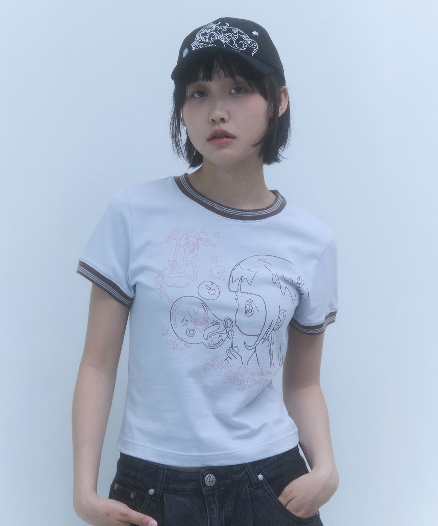 ★KIRSH★ Kirsh X Sun One Bird Ringer T-Shirt Dark Sky ☆KIRSH☆ Kirsh X Sun One Bird Ringer T-Shirt Dark Sky