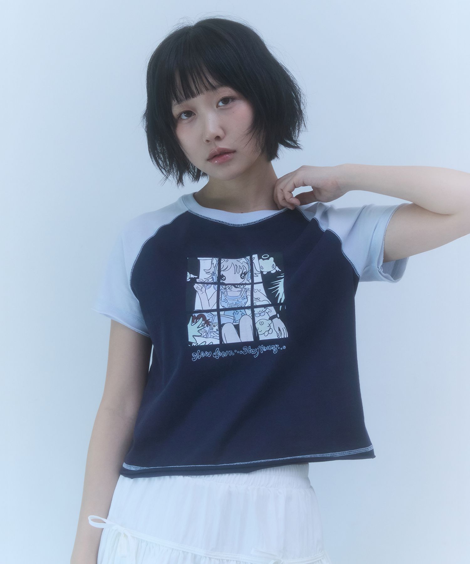 ★KIRSH★ Kirsh X Sunwonbird Semi Cropped Raglan T-Shirt Mel MUSINSA | KIRSH Kirsh x Sunwonbird Semi Cropped Raglan T