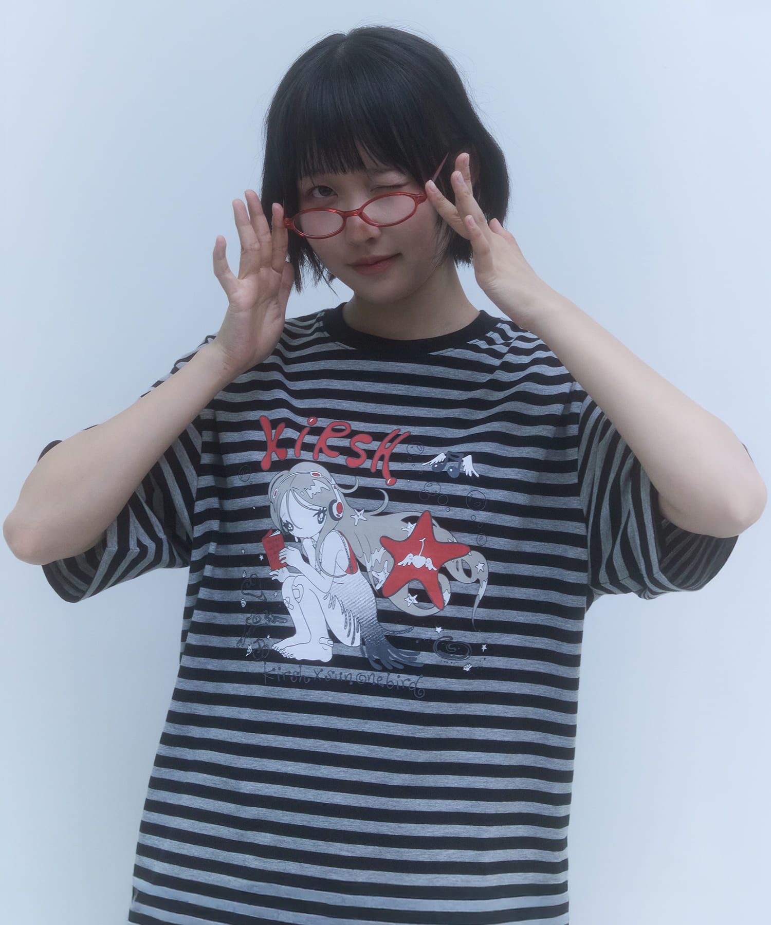 Tシャツ・カットソー [KIRSH] KIRSH X SUNONEBIRD STRIPE LOOSE FIT T-SHIRT MUSINSA | KIRSH Kirsh x Sunwon Bird Stripe Loose Fit T-Shirt