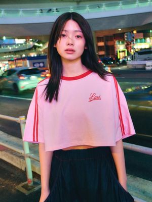 LOGO EMBROIDERY LINE  T-SHIRTS_ PINK