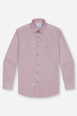 이지케어 핀 스트라이프 슬림핏 셔츠 레드 YEESBS178RE