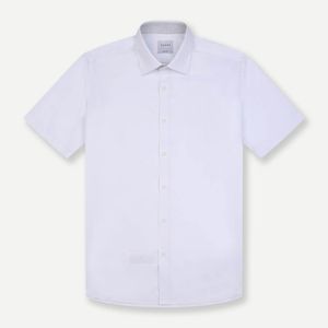 심플 베이직 반팔 슬림핏 셔츠 화이트 YEEMBS250WH