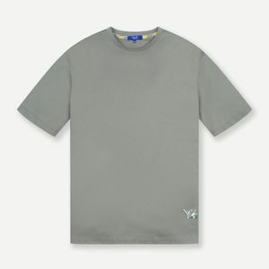 로고 프린트 베이직 라운드넥 티셔츠 그레이 YJEMTS457GY