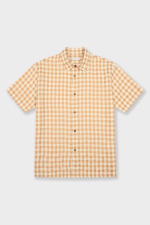 체크패턴 깅엄 반팔셔츠 오렌지 BN4MBA683OR