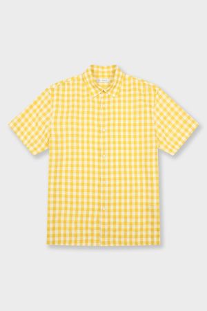 체크패턴 깅엄 반팔셔츠 옐로우 BN4MBA682YE