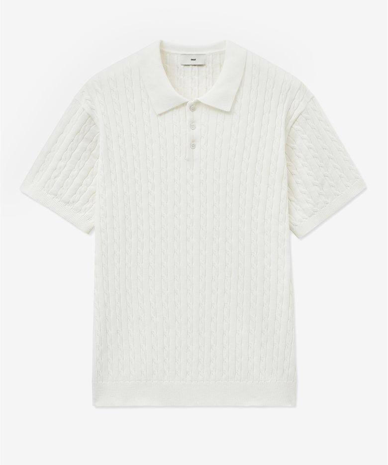 Cable Polo Knit Top (Cream) TNSW5E206CR