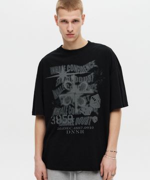 시그니처 로고 하프 슬리브 블랙