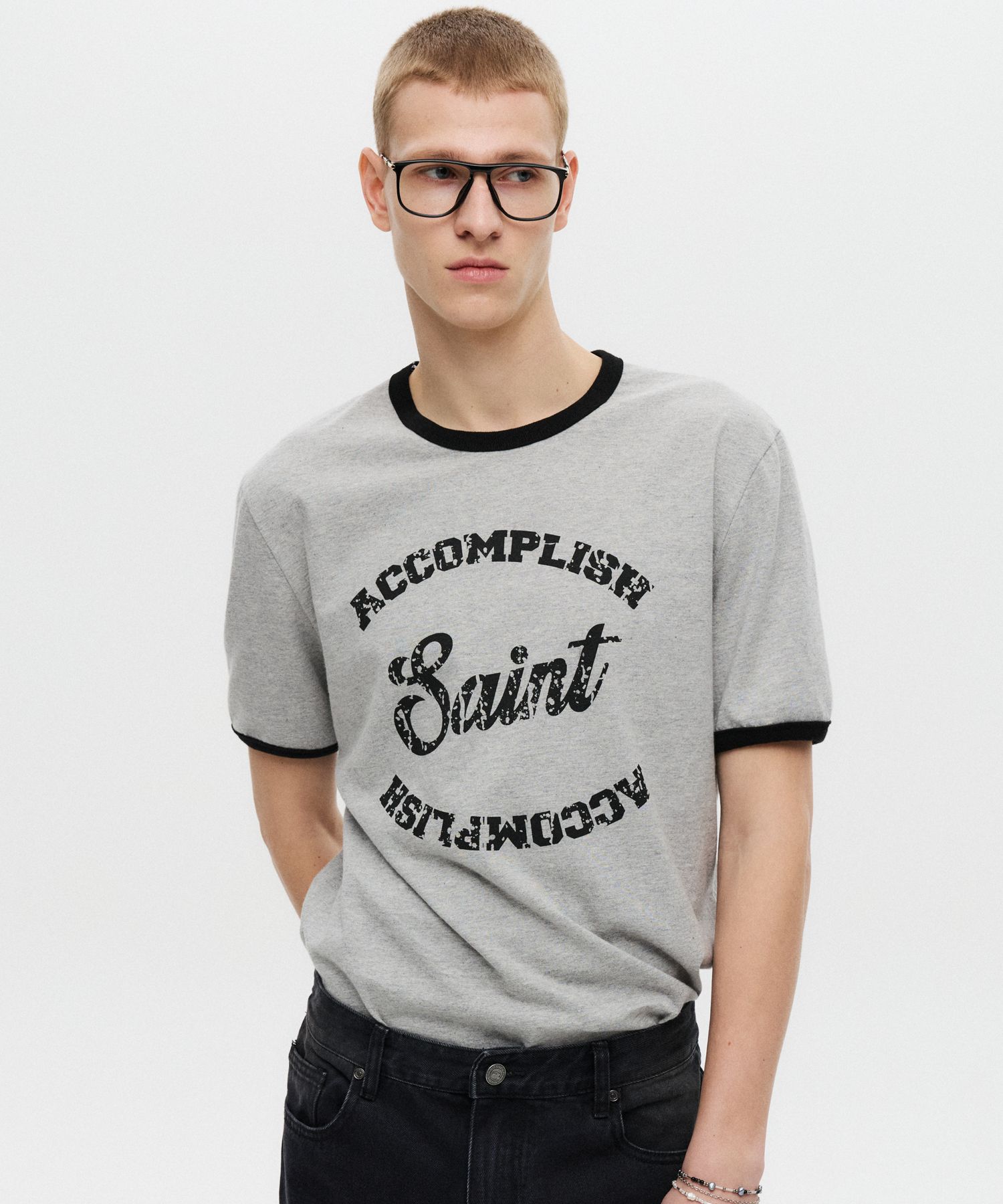 [DNSR] Saint Silket Half Ringer T-Shirt /追跡付 MUSINSA | DNSR Saint Silket Half Ringer T-Shirt Grey
