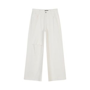 구제 컷팅 와이드 화이트 데님팬츠 AR2DP565