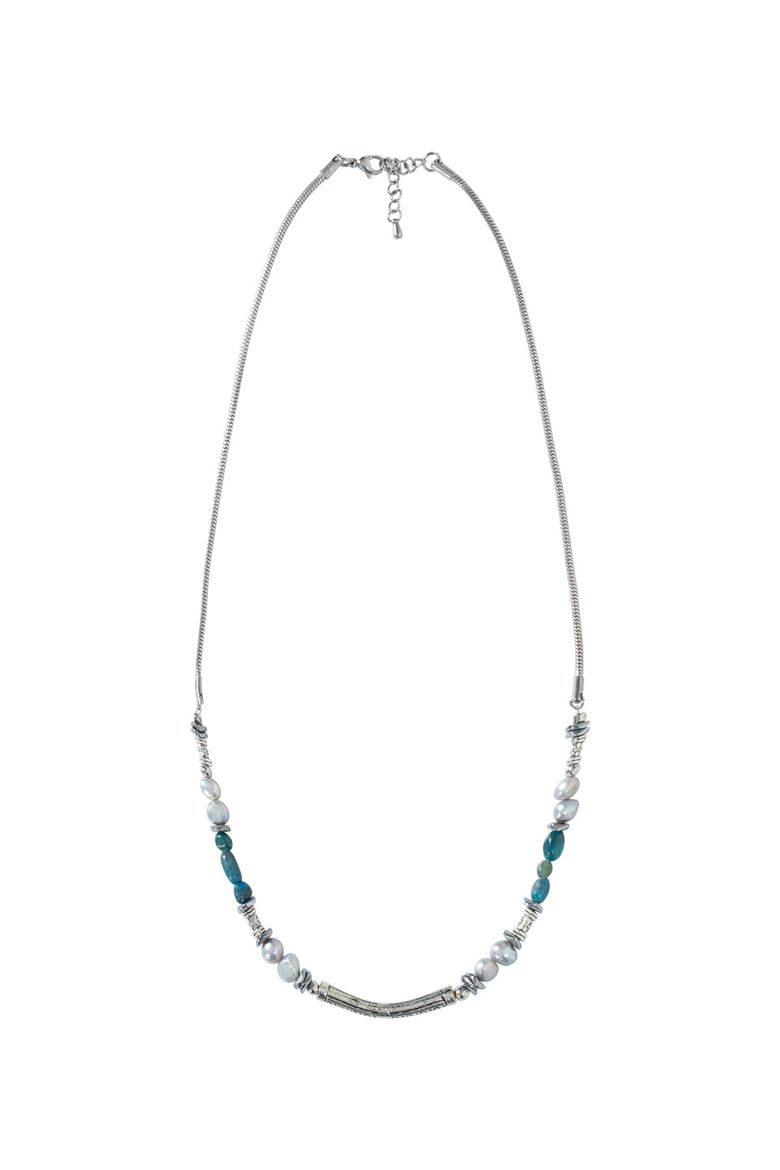 스톤 앤 펄 체인 써지컬 네크리스 (블루)