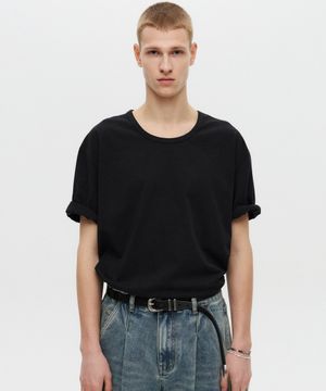 실켓 U넥 하프 슬리브 블랙