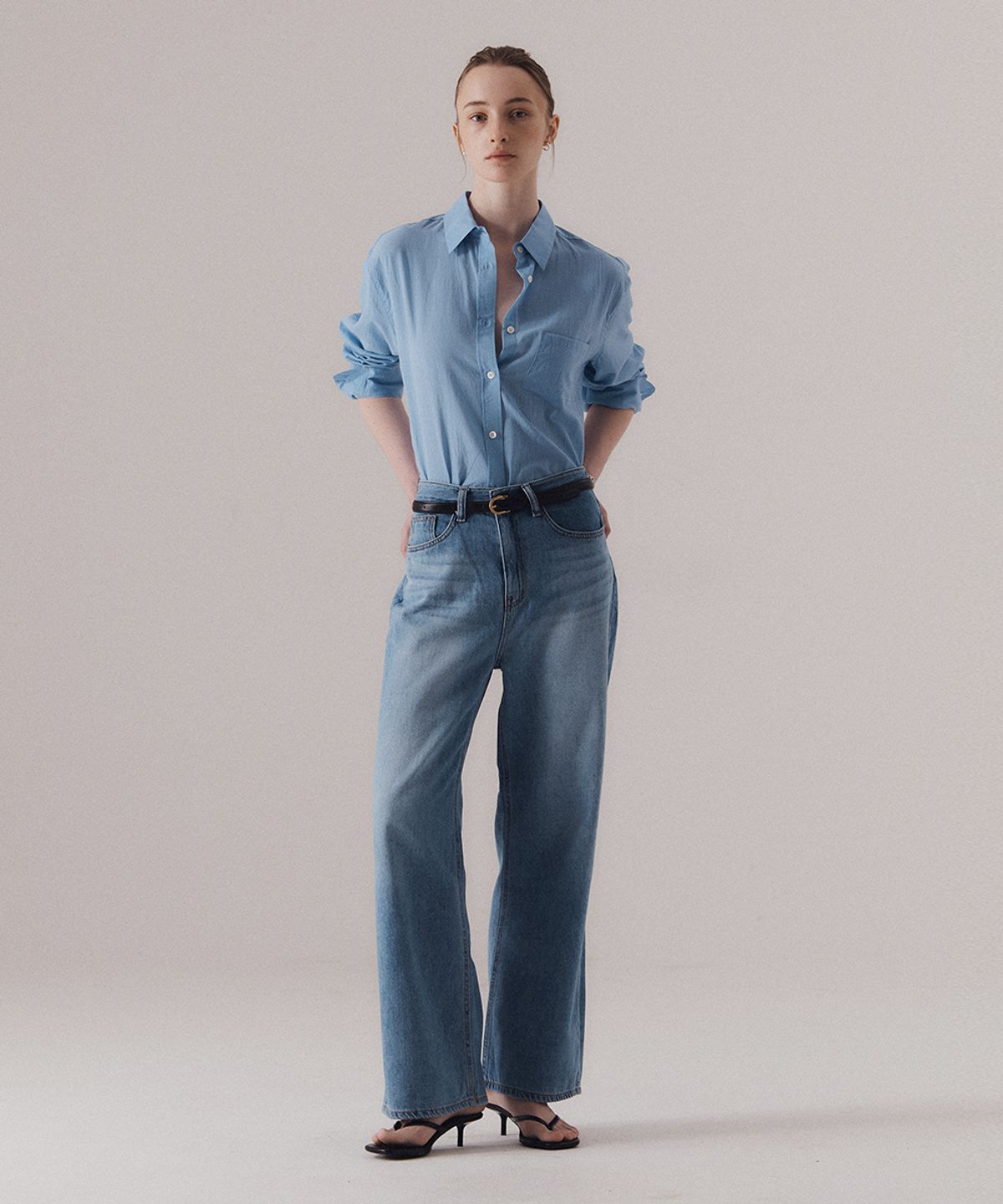 실른(SILN) High-waist classic denim (BLUE)