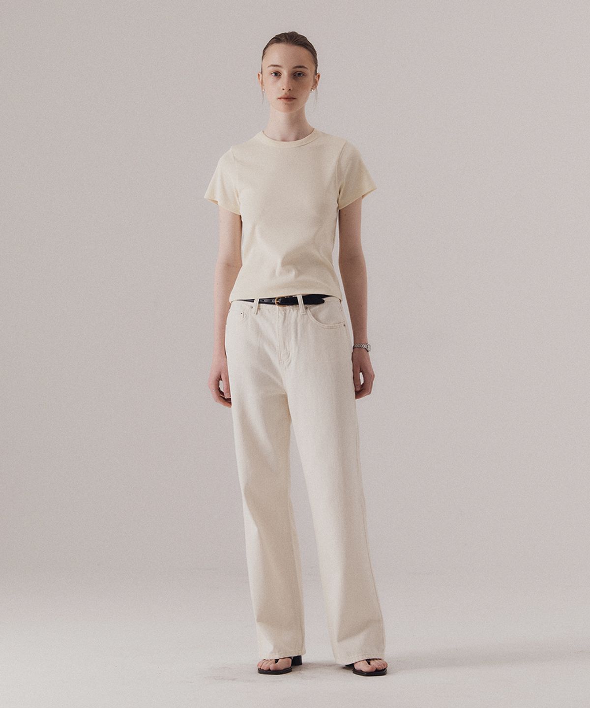 실른(SILN) Natural texture straight denim (CREAM)