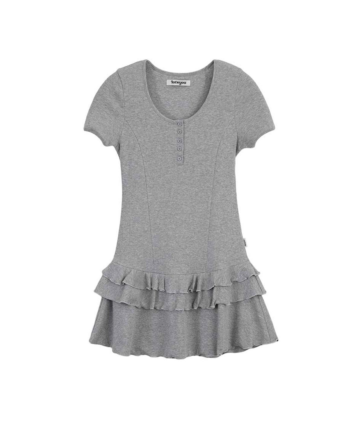 라츠유(LOTSYOU) lotsyou_Henly Neck Dress Melange Gray