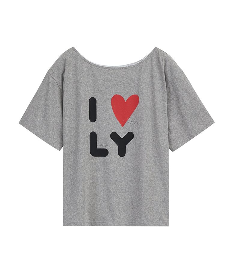 lotsyou_I Love You Lace Tee Melange Gray
